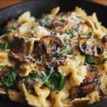 One-Pot Garlic Parmesan Pasta with Spinach and Mushrooms