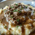 Delicious Hamburger Gravy Over Mashed Potatoes