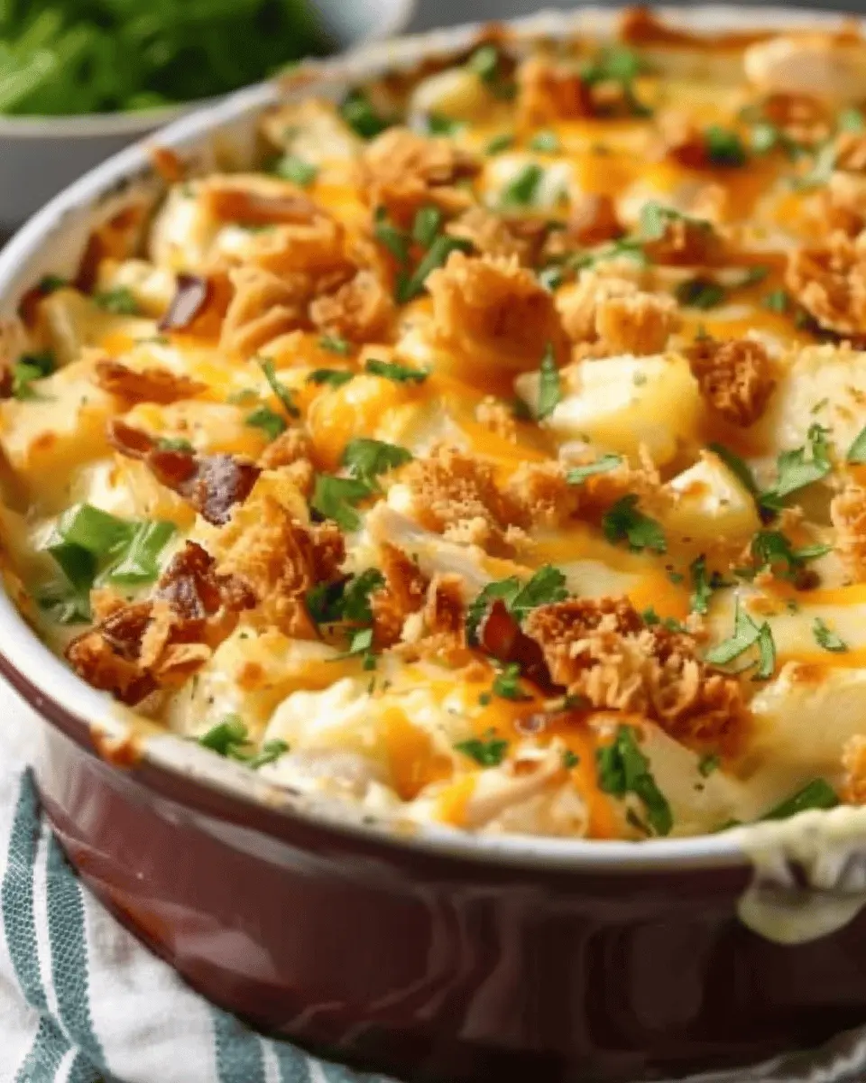 Loaded Potato Ranch Chicken Casserole: Indulgent Twist with Turkey Bacon