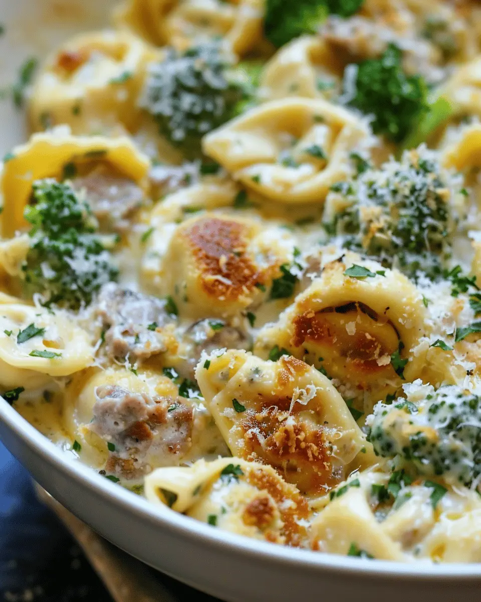Creamy Garlic Parmesan Tortellini with Turkey Bacon Delight