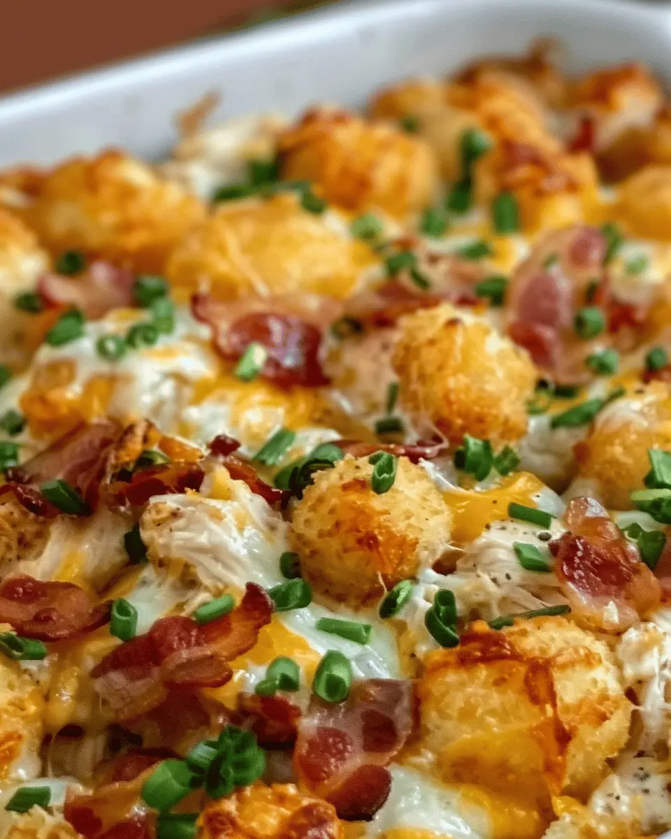 Easy Chicken Turkey Bacon Ranch Tater Tot Casserole Delight