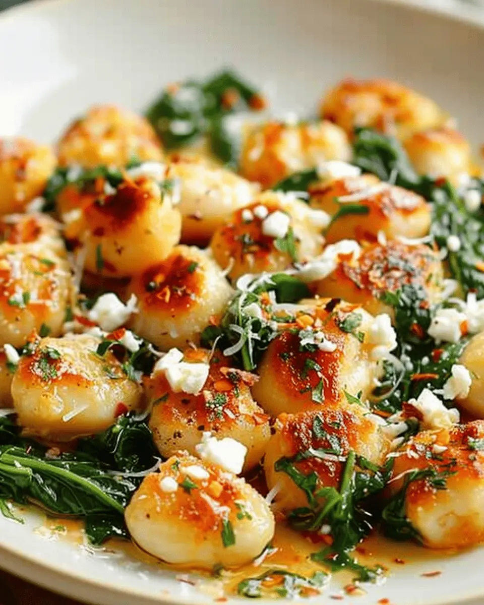 Crispy Gnocchi With Spinach And Feta