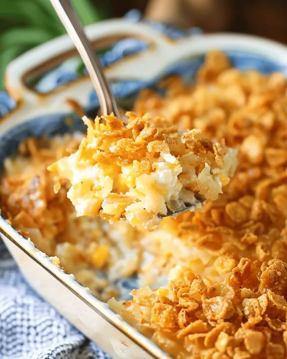 Hash Brown Casserole with Corn Flakes: Indulgent Turkey Bacon Delight