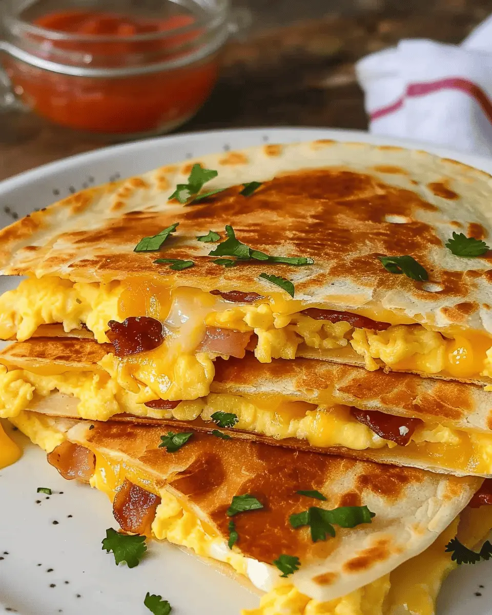 Bacon Egg and Cheese Breakfast Quesadillas with Turkey Bacon Delight