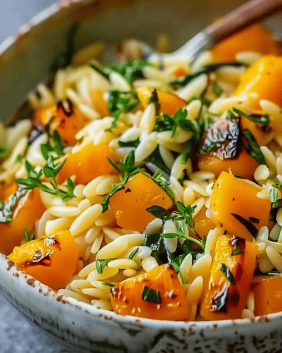 Creamy Orzo with Roasted Butternut Squash and Turkey Bacon Bliss