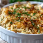 French Onion Chicken Orzo Casserole