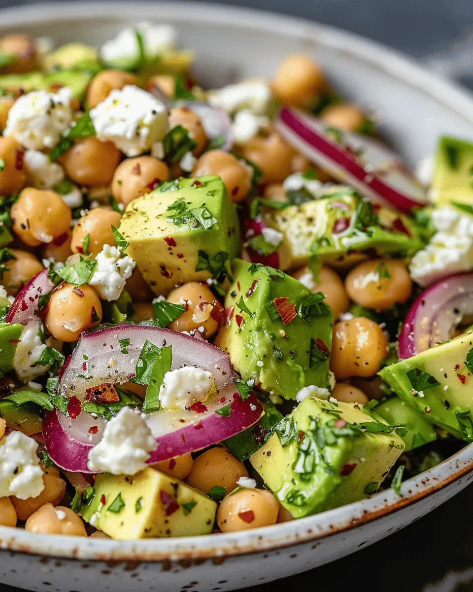 Chickpea Feta Avocado Salad