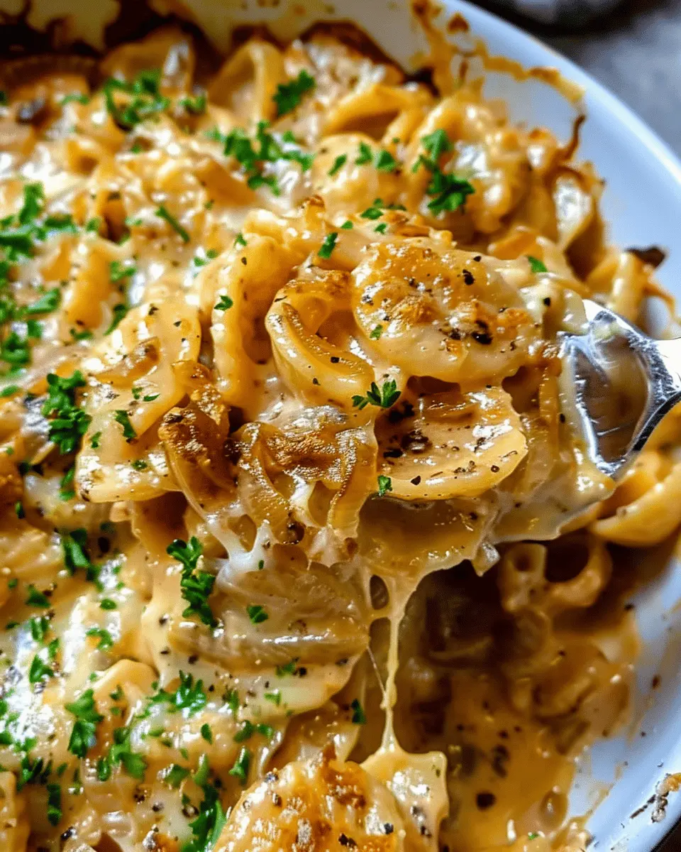 French Onion Pasta Recipe: Indulgent Comfort with Turkey Bacon