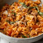 Ground Beef Orzo with Tomato