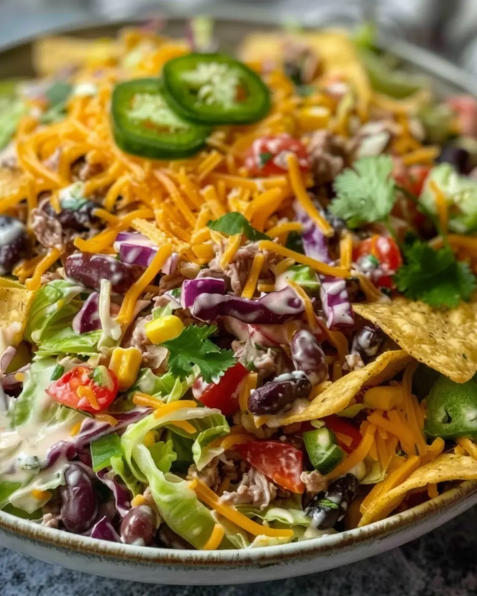 Frito Cowboy Cabbage Salad with Turkey Bacon and Chicken Ham Delight