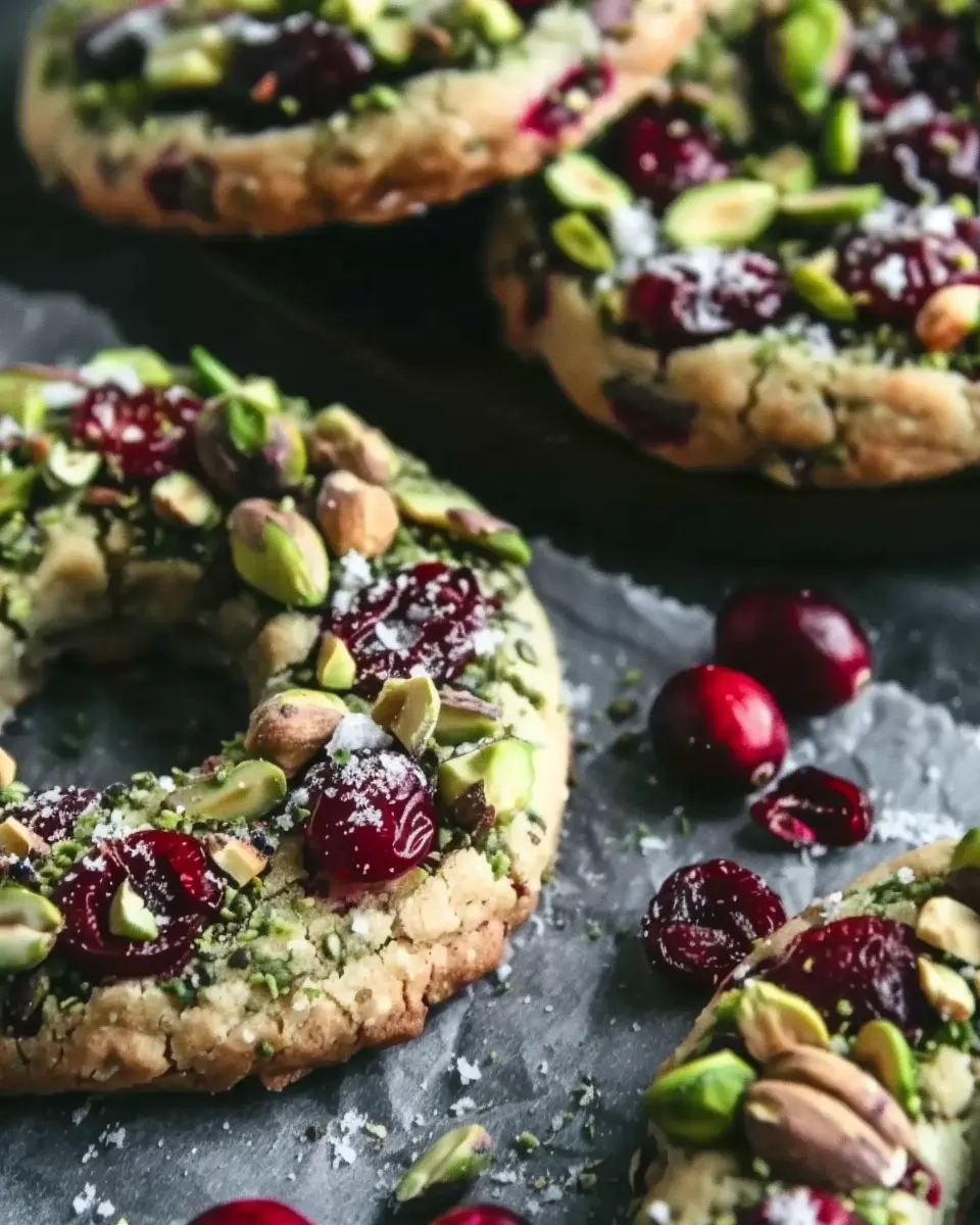 Pistachio Cranberry Wreath Cookies