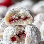 Raspberry Almond Snowball Cookies