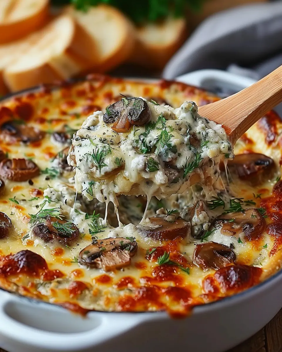 Stuffed Mushroom Dip: Easy Turkey Bacon &amp; Chicken Ham Delight