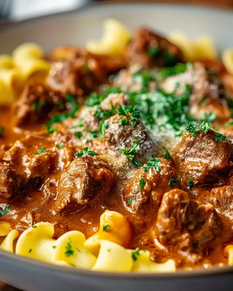 Creamy German Goulash: A Comforting Dish with Turkey Bacon Delight
