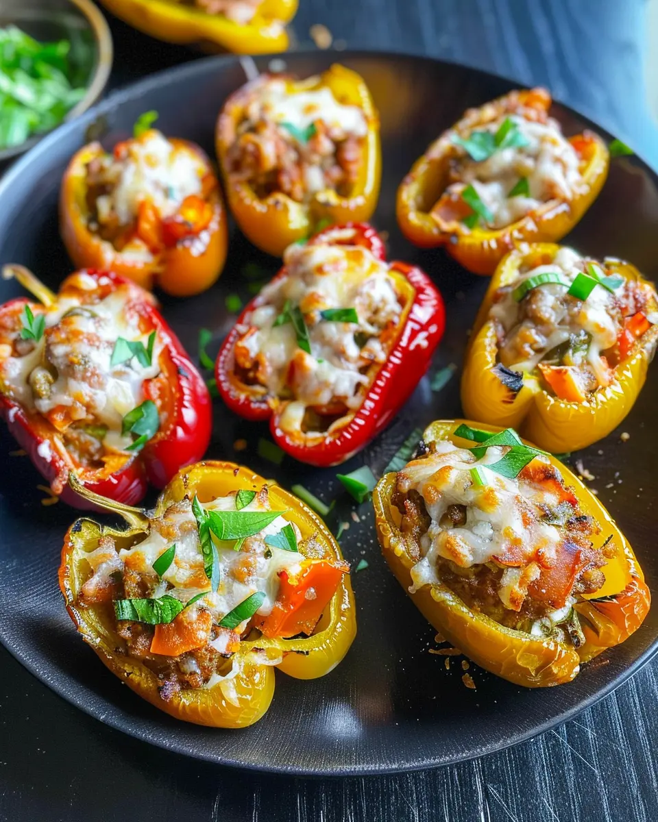Stuffed Mini Peppers Recipe: Easy Turkey Bacon &amp; Chicken Ham Delight
