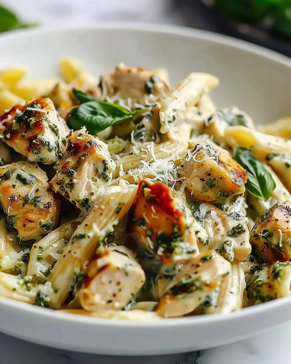 Creamy Pesto Chicken Pasta Made Easy with Turkey Bacon Delight