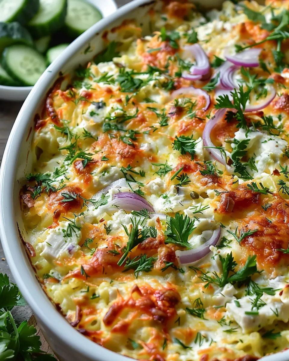dump-and-bake chicken tzatziki casserole: easy and refreshing delight