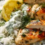 Dump-and-Bake Chicken Tzatziki Rice