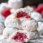 Raspberry Almond Snowball Cookies