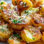 Crispy Garlic Butter Parmesan Smashed Potatoes
