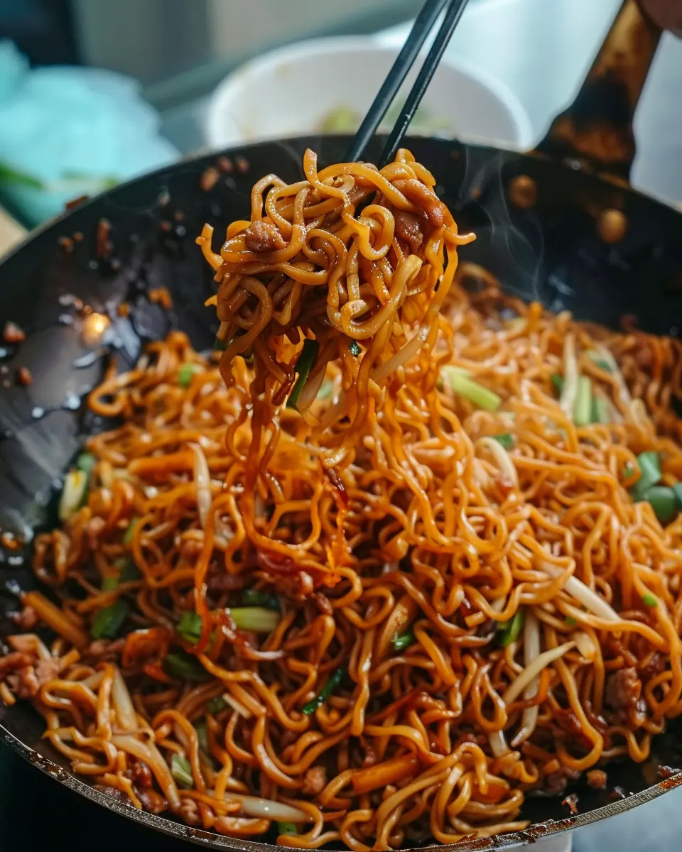 Soy Sauce Pan Fried Noodles: Easy Recipe with Turkey Bacon and Veggies