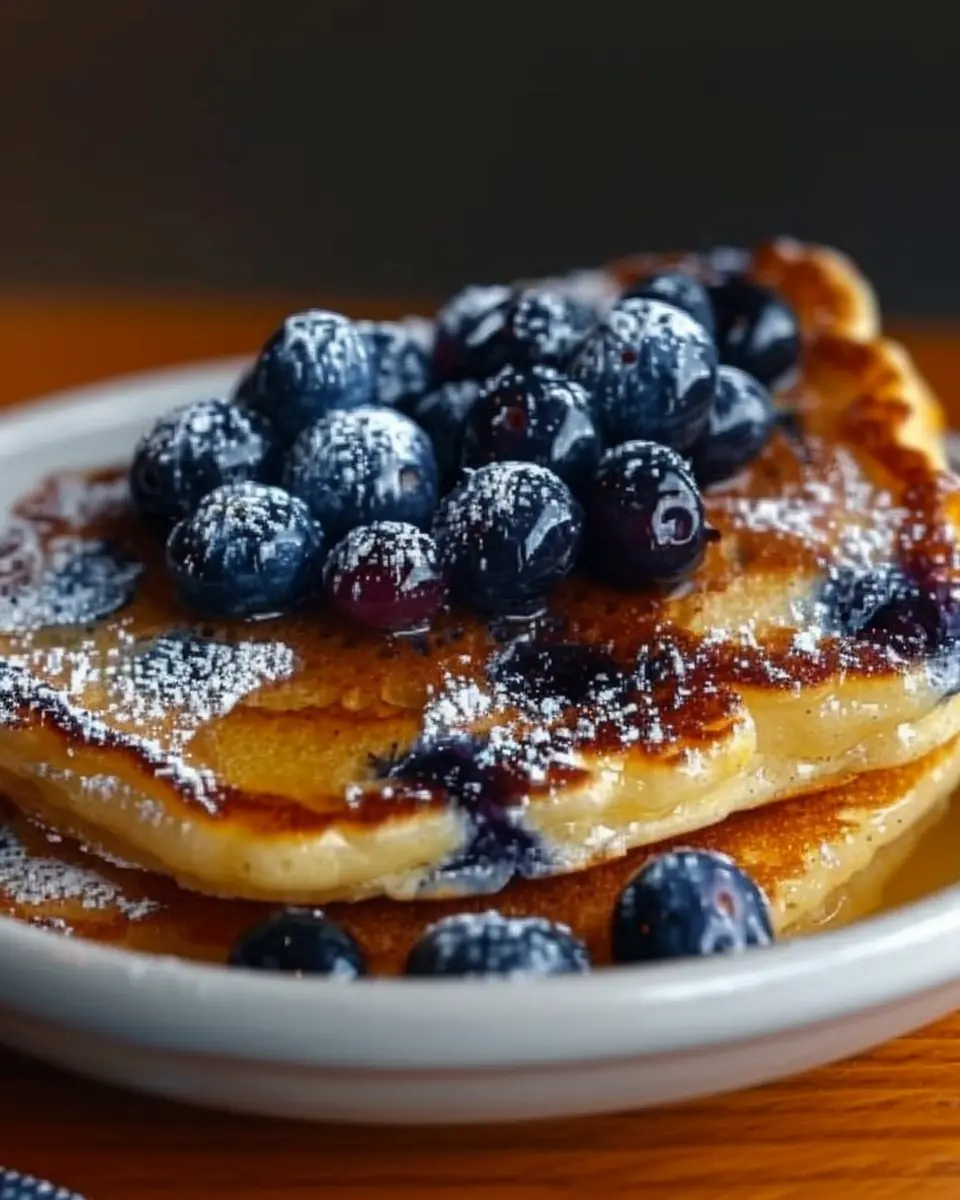 Blueberry Buttermilk Pancake Delight with Turkey Bacon Toppings