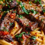Spicy Garlic Steak Pasta