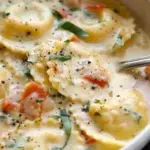 Creamy Tuscan Ravioli Soup
