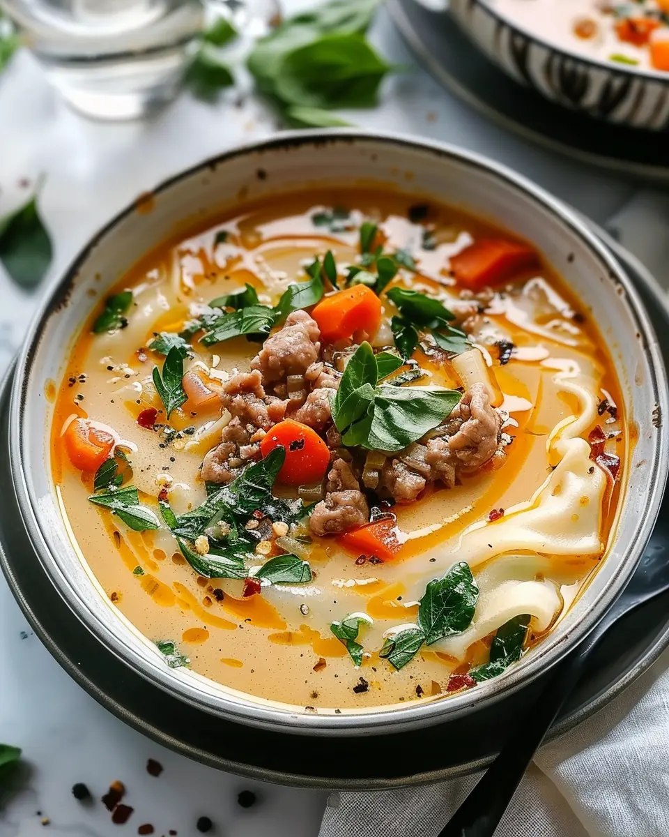 Cozy One-Pot Egg Roll Soup with Turkey Bacon and Chicken Ham