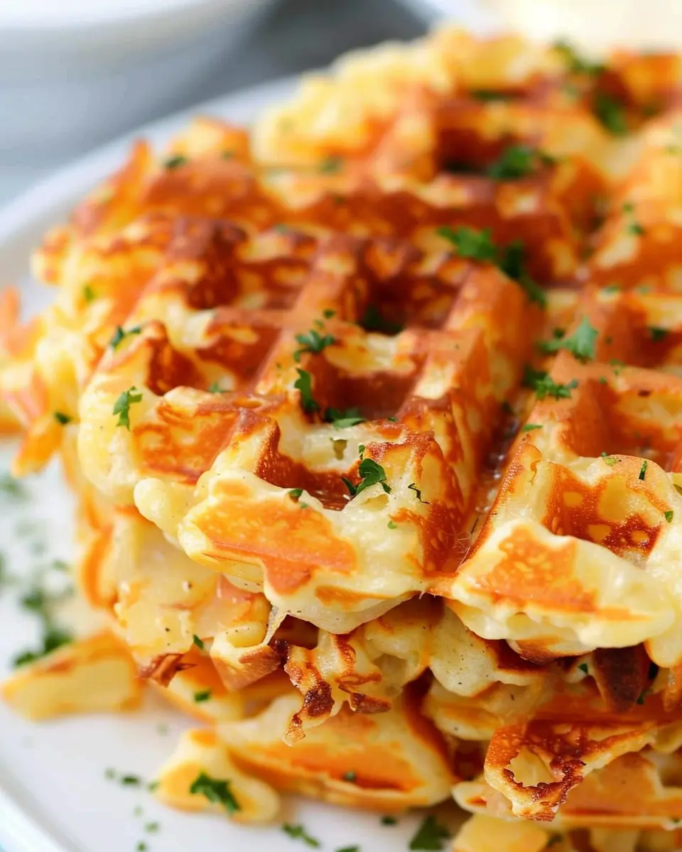 Cheese Loaded Hashbrown Waffles: Indulgent Turkey Bacon Delight