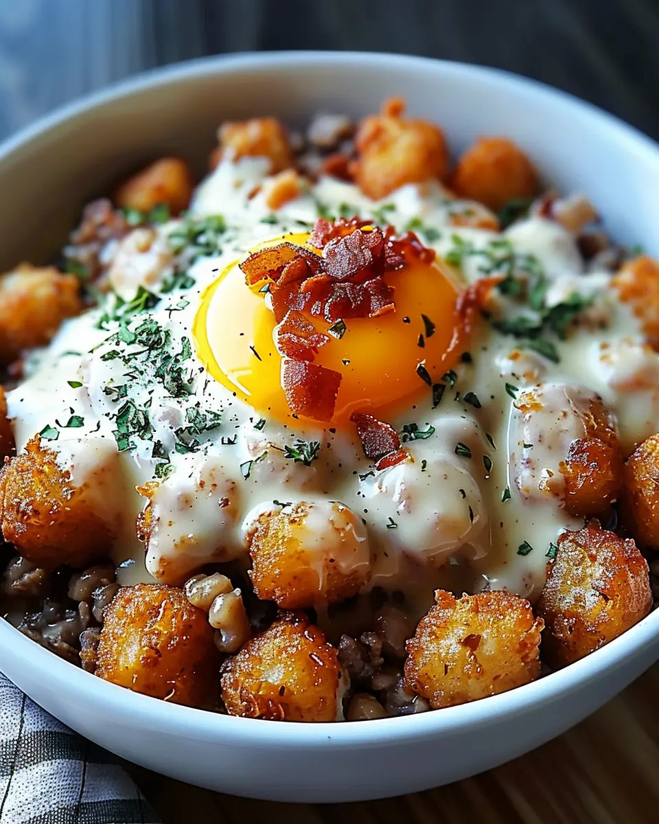 Tater Tot Breakfast Bowl: Indulgent Morning Comfort with Turkey Bacon