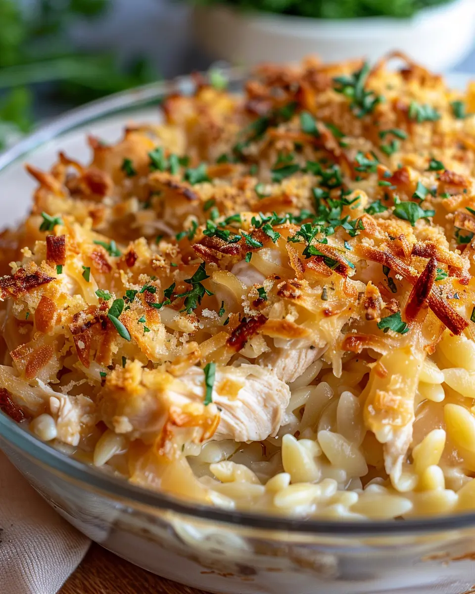 French Onion Chicken Orzo Casserole: A Cozy Comfort Dish