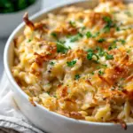 French Onion Chicken Orzo Casserole