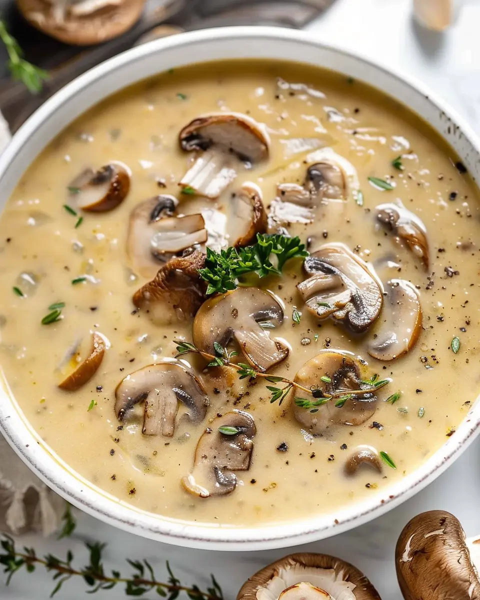 Cream of Mushroom Soup: Easy Comfort Food with Turkey Bacon and Chicken Ham