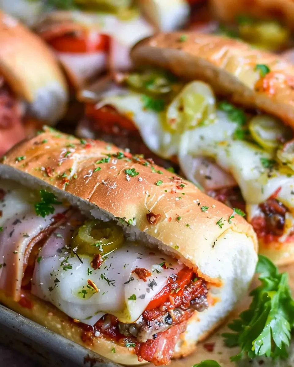 Hot Italian Sub Sliders: Juicy Turkey Bacon &amp; Chicken Ham Delight