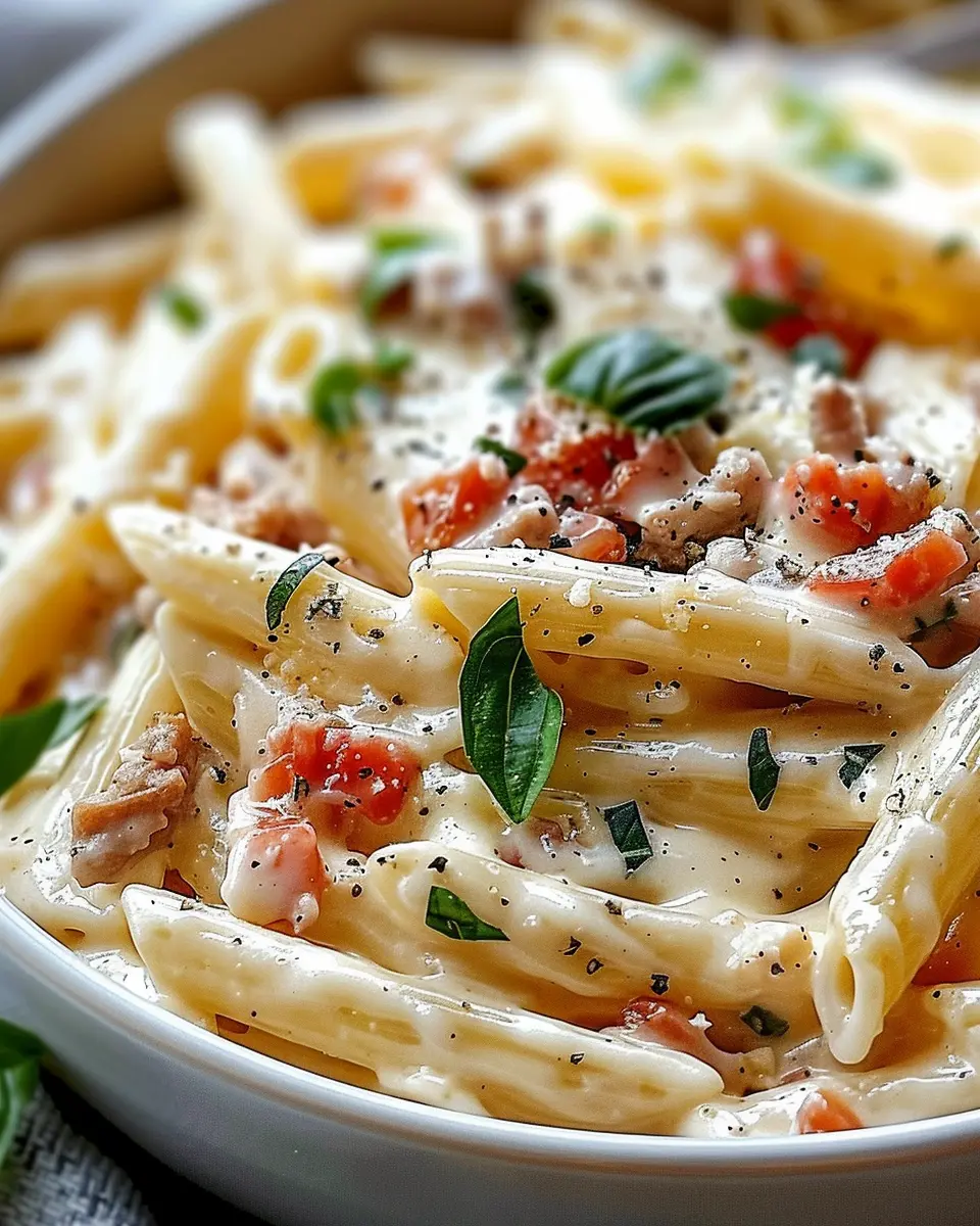 Creamy Rotel Pasta with Turkey Bacon and Chicken Ham Delight