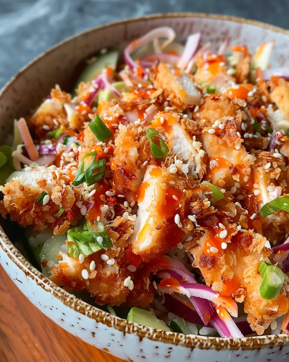 Bang Bang Chicken Crispy Rice Salad