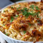 French Onion Chicken Orzo Casserole